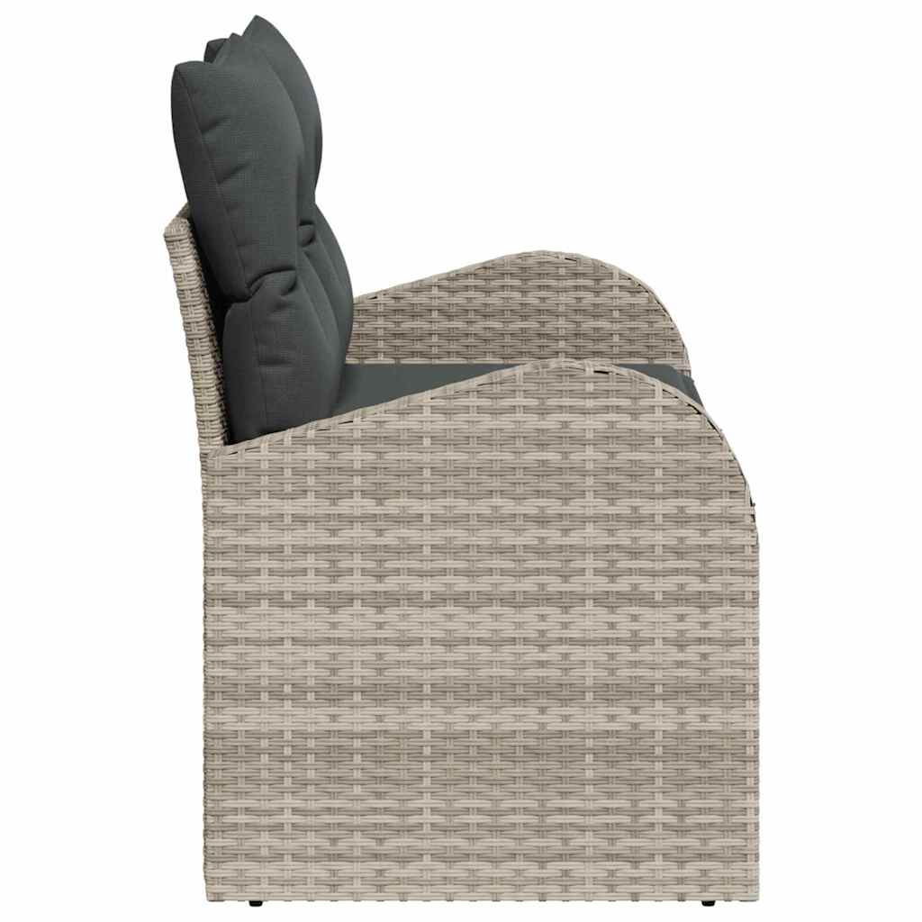 Garden Sofa with Cushion Light Grey 124 x 62 x 69cm Poly Rattan